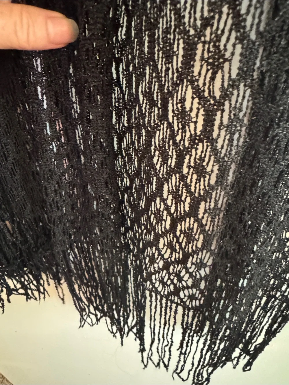 Cejon Black Openwork Fringe Scarf
